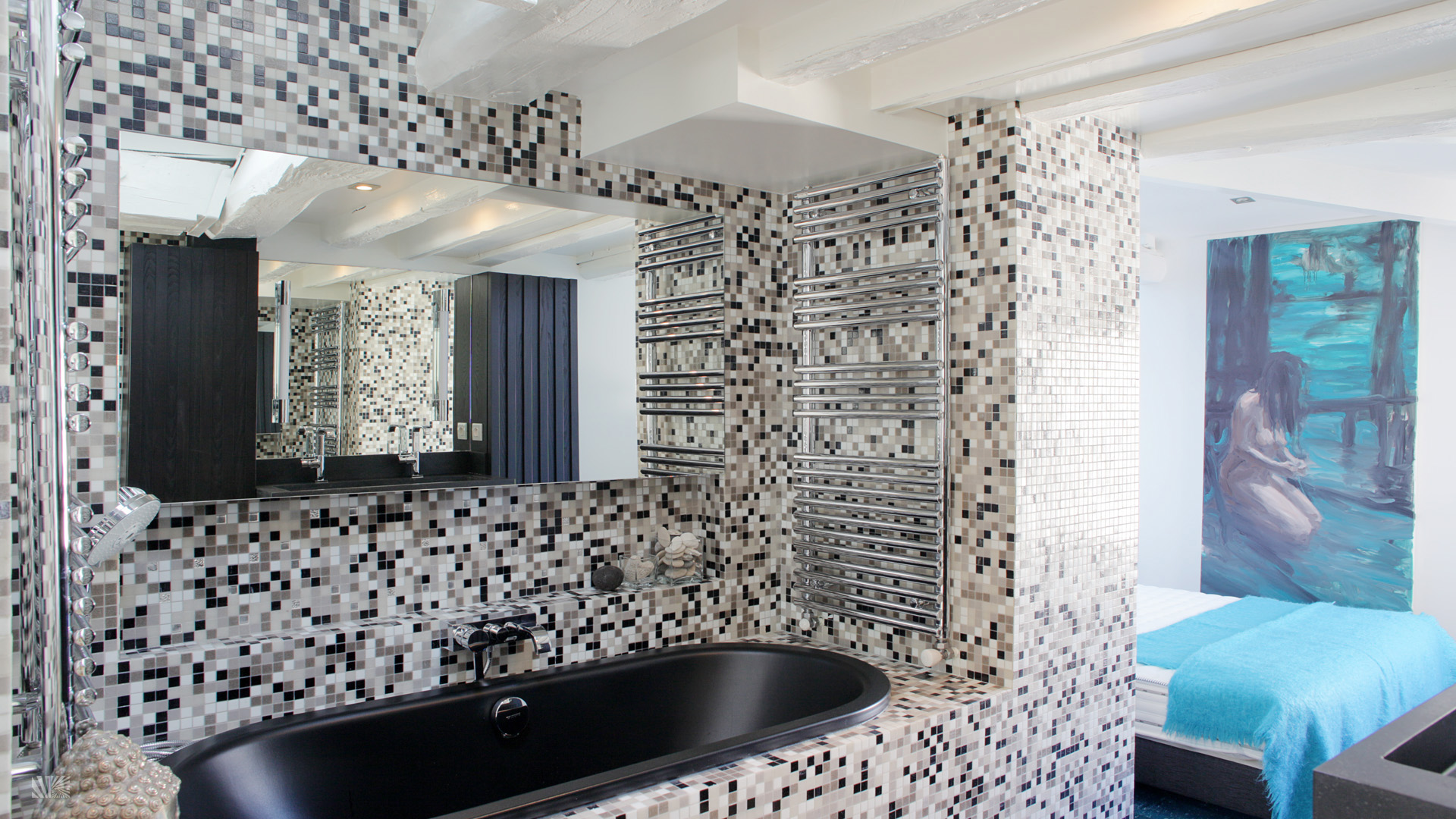 Carrelage salle de bain bleu marron: idee salle de bain bleue ...